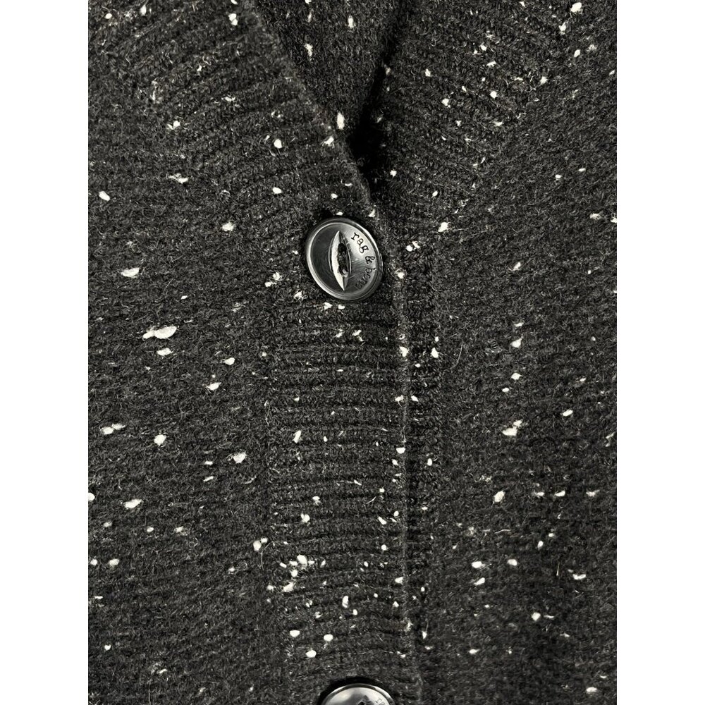RAG & BONE Women's Black White Speckled Cashmere V-Neck Cardigan Sweater XS - Picture 2 of 5